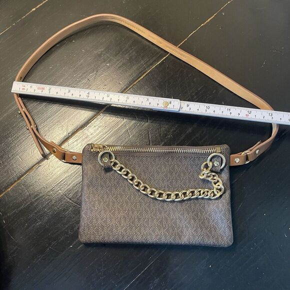MICHAEL KORS SIGNATURE FANNY PACK BELT BAG SNAP CHAIN PURSE BROWN 554131 - Picture 6 of 9
